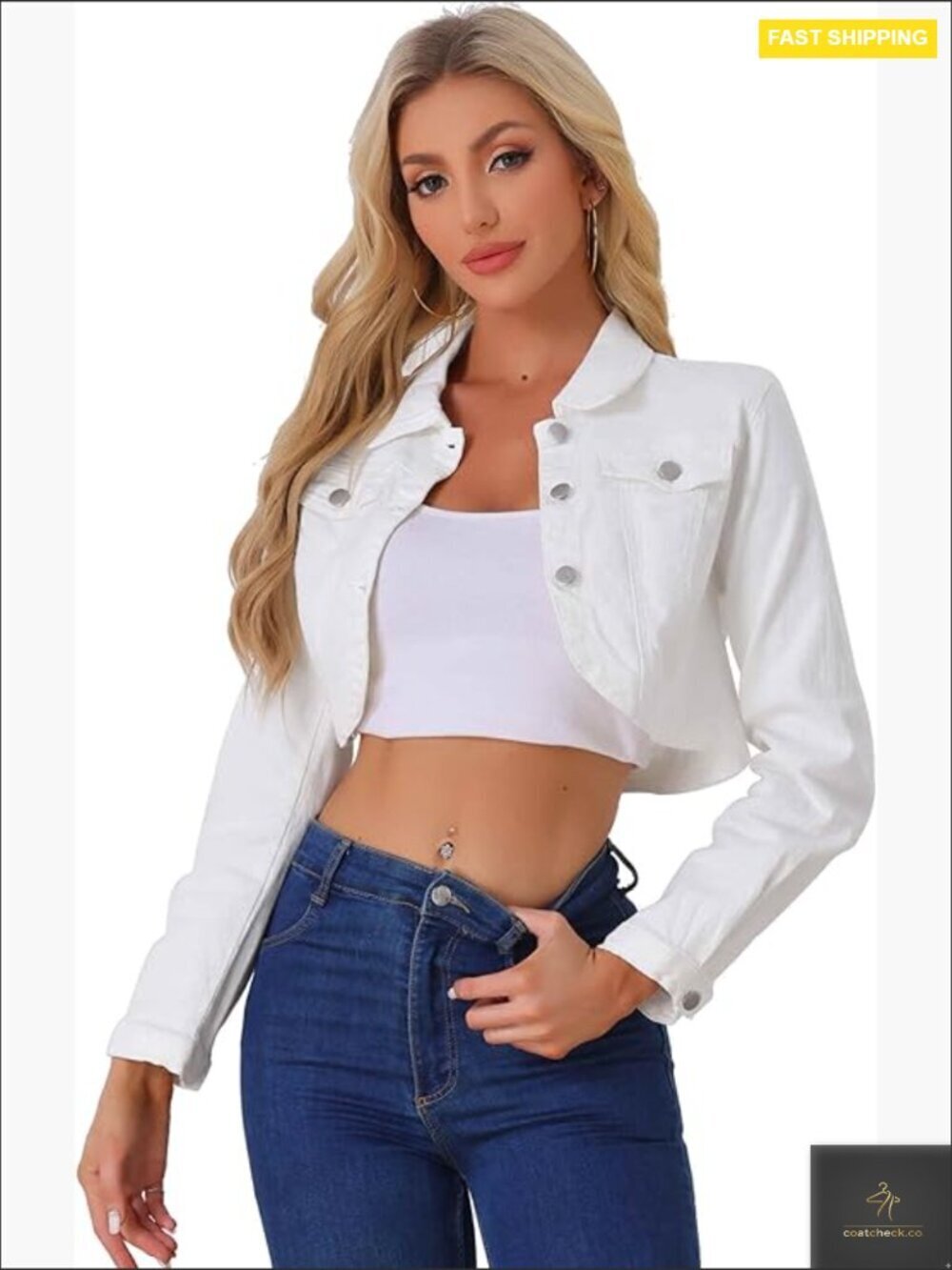 Cropped Denim Jacket Classic Casual Collared Long Sleeve Button Down Y2K